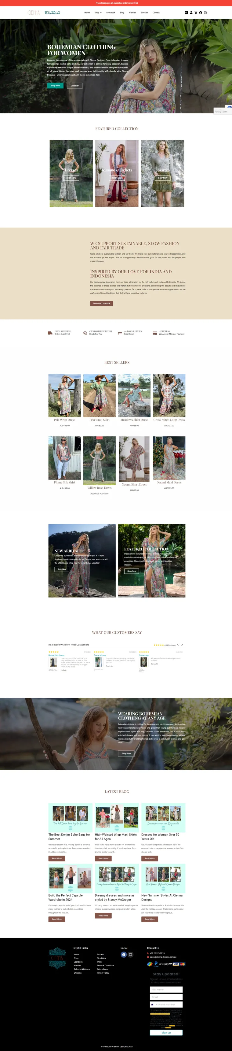 Cienna Designs, the full page