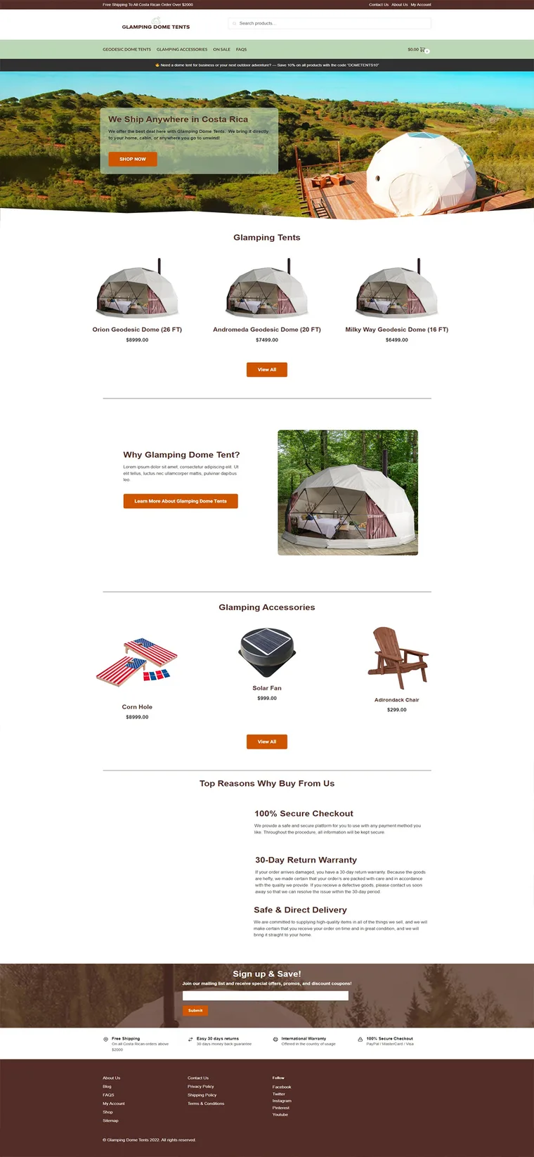 Glamping Dome Tents, the full page