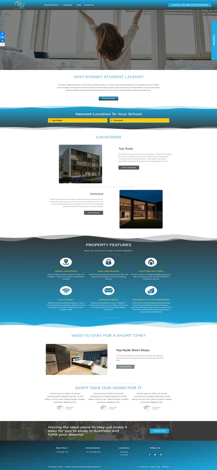 Sydney Student Living, the full page